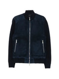 Eleventy suede-panelled ribbed-knit jacket