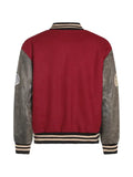 FOUND Crimson Letterman patch-detail leather-sleeve jacket