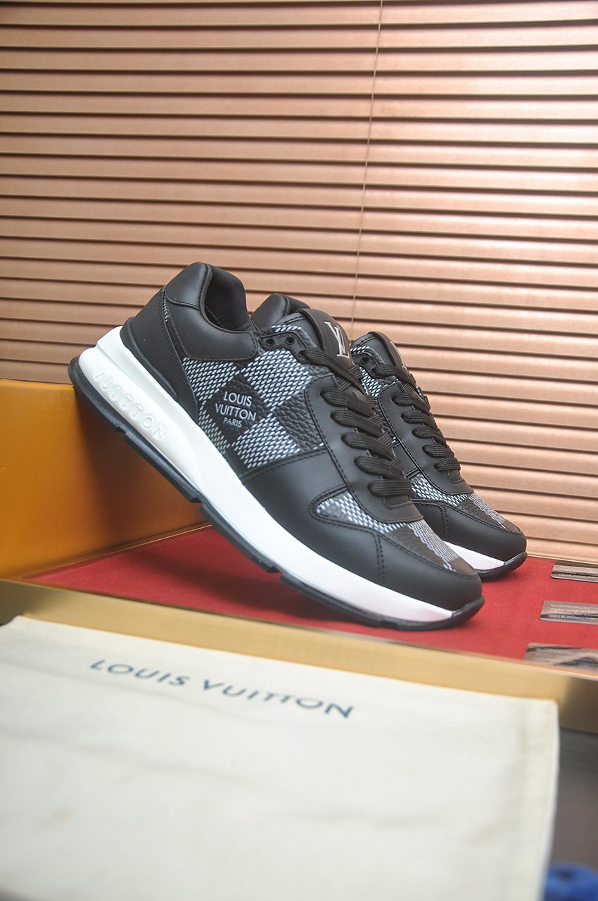 Louis Vuitton Black and Gray Checker Sneakers