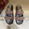 Gucci Men's Double-Buckle Monogram Slide Sandals