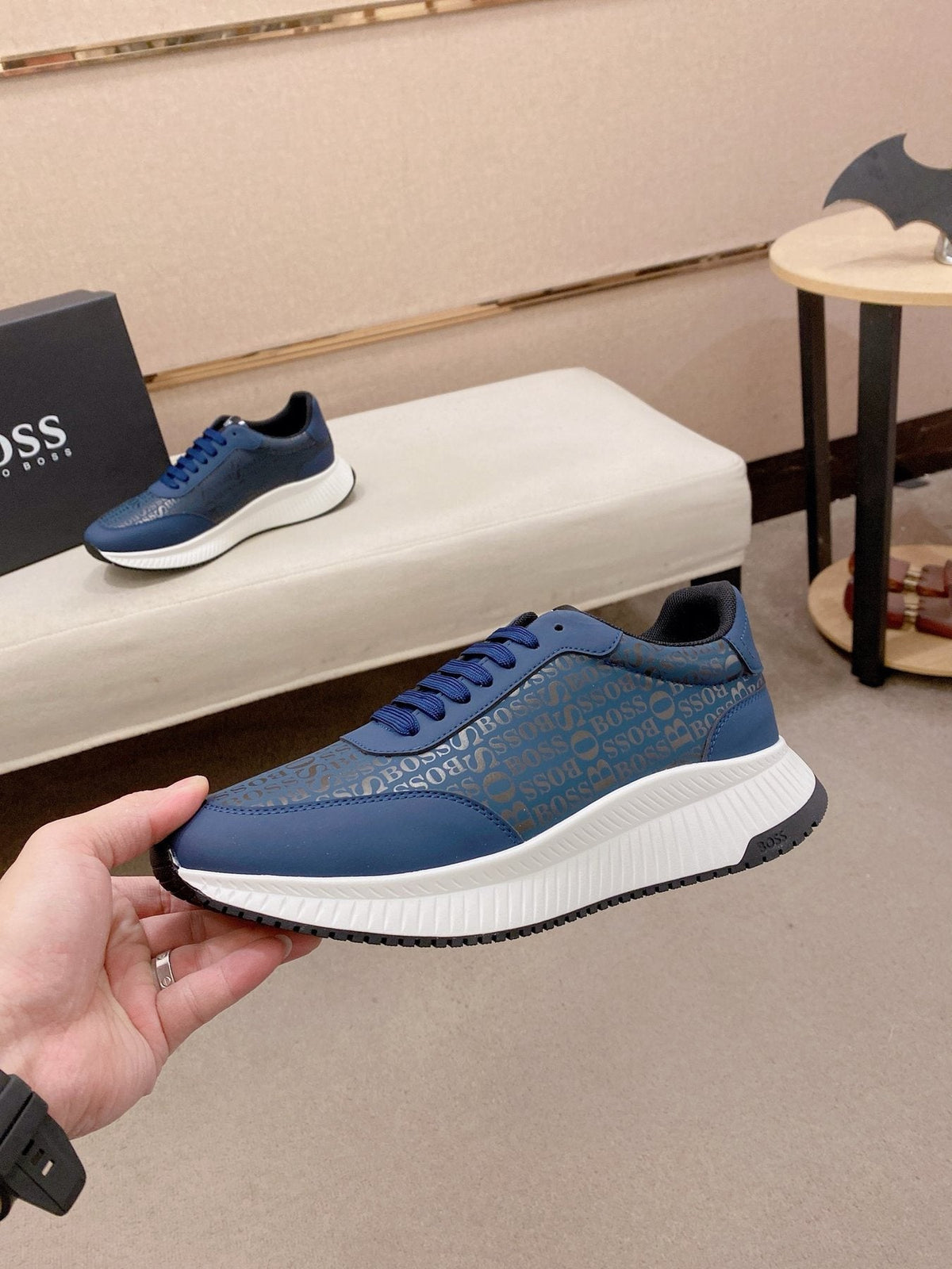 BOSS Men's Textured Low-Top Sneakers